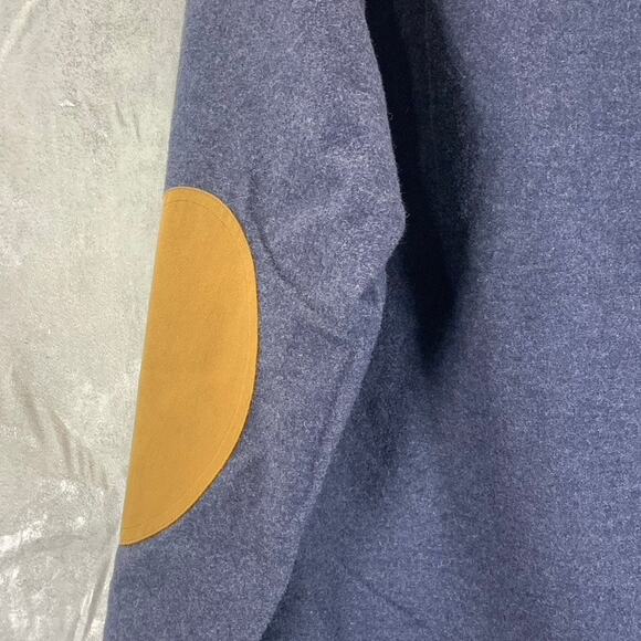 J.CREW Men's Navy Heathered Classic-Fit Elbow Patch Button-Up Workshirt SZ M - Picture 5 of 9